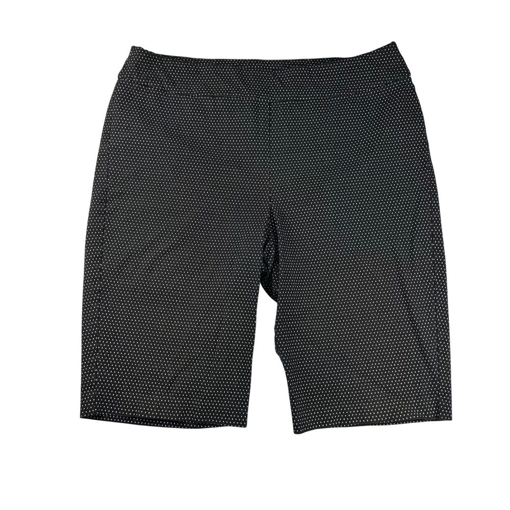 Chicos So Slimming Black White Polka Dot Pull On Shorts Womens 2 Short 11 Inseam